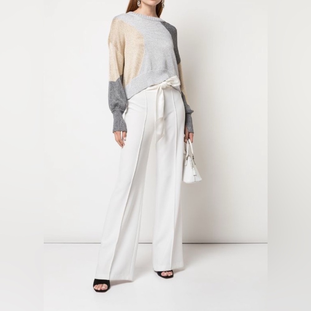 Cinq à Sept Colorblock Sweater - Gray, Cream, Black Size Small